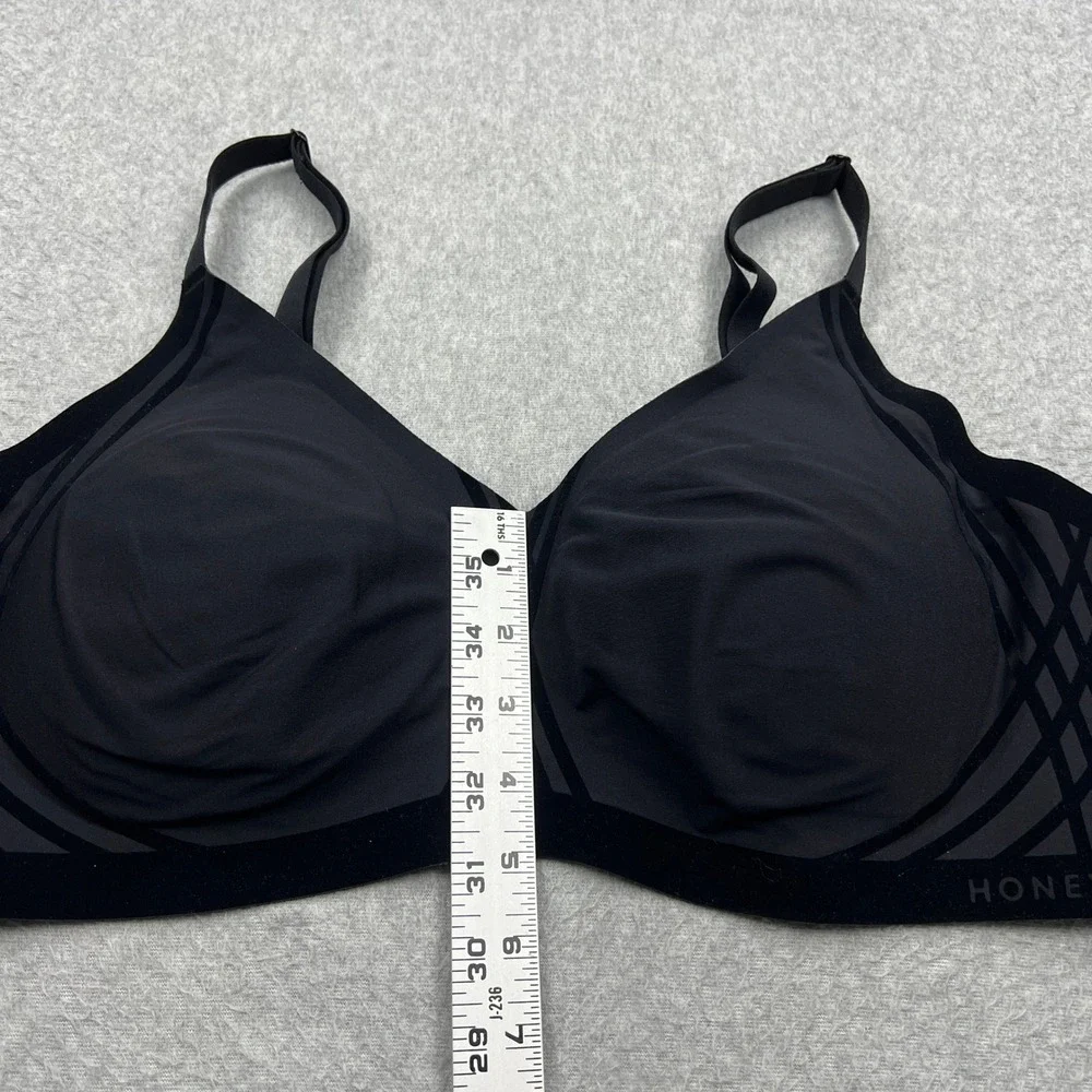 Honeylove Silhouette Bra 2X‎ Black Seamless Mesh Wireless Comfort Padded Stretch